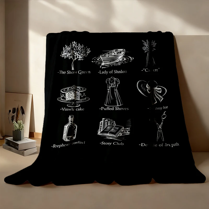 Anne of Green Gables Icon Chart Flannel Blanket Flannel Throw Cozy Blanket Cottagecore Anne with An E LM Montgomery