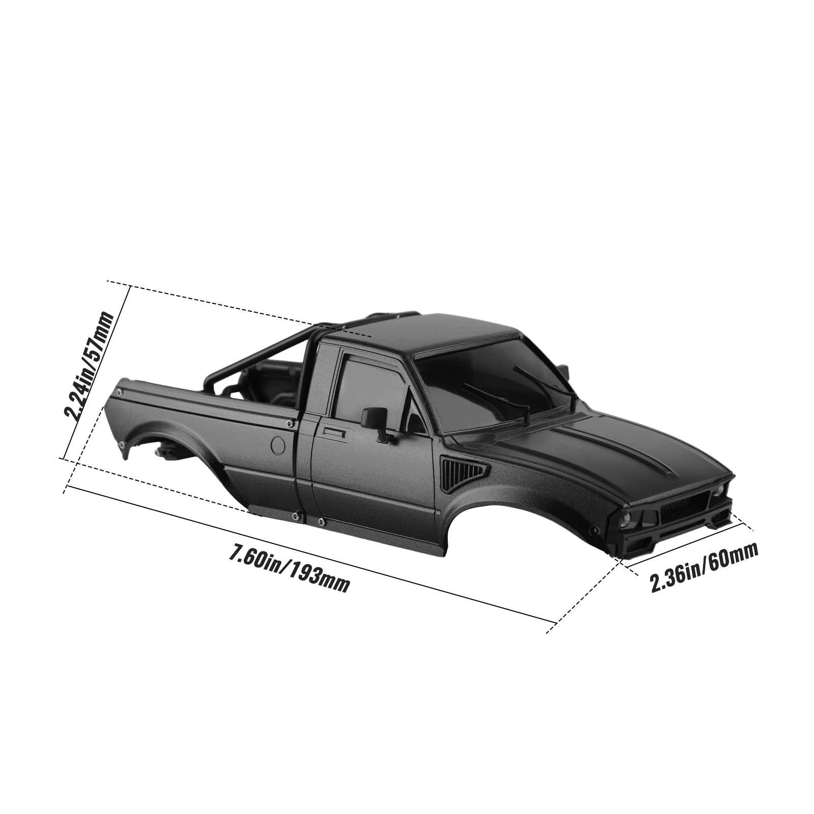 DashRC Hard Pickup Truck Body Shell with Bed Rack, Compatible with 1/24 Scale RC Crawler SCX24 C10 Bronco Wrangler 4Runner