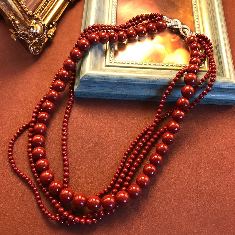 Retro Anchor Red Red Double-layer Detachable Necklace dress Sweater Chain Temperament