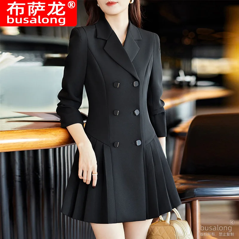 2025New Style Suit Collar Dress Long Sleeve Waist-Cinching Elegant Professional Dress Workwear Fashion Slim Fit Formal Wear