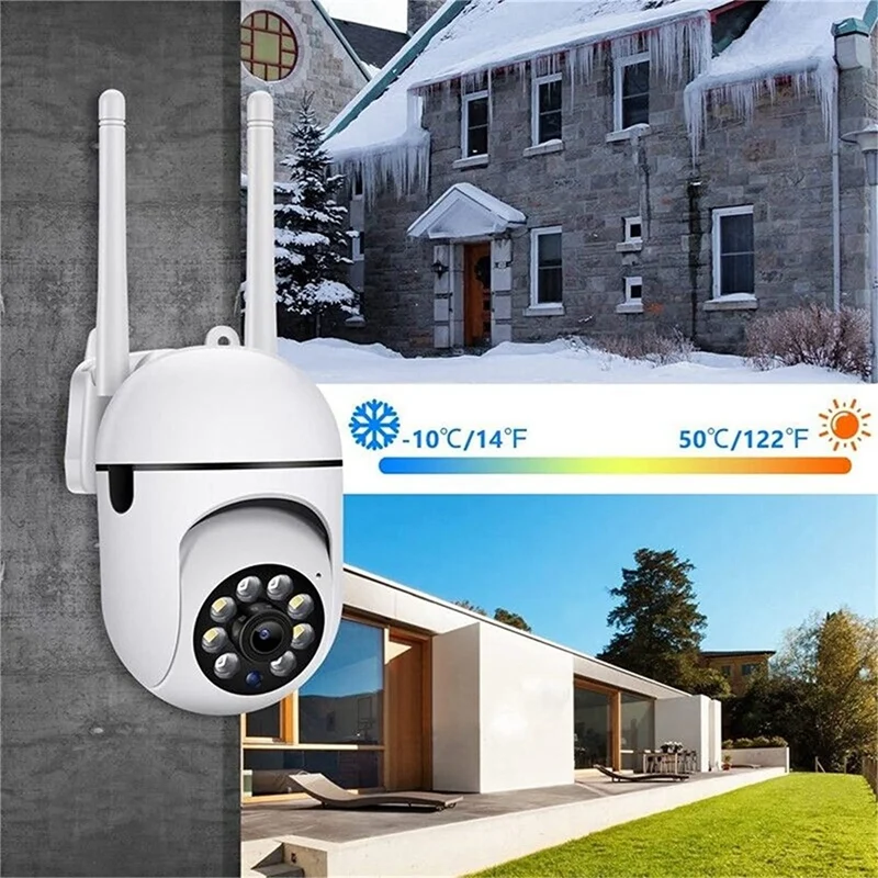 Outdoor Security Cameras, 2.4GHz WiFi Cameras for Home Security, 1080P Dome Surveillance Cameras 360° View, 2-Way Audio