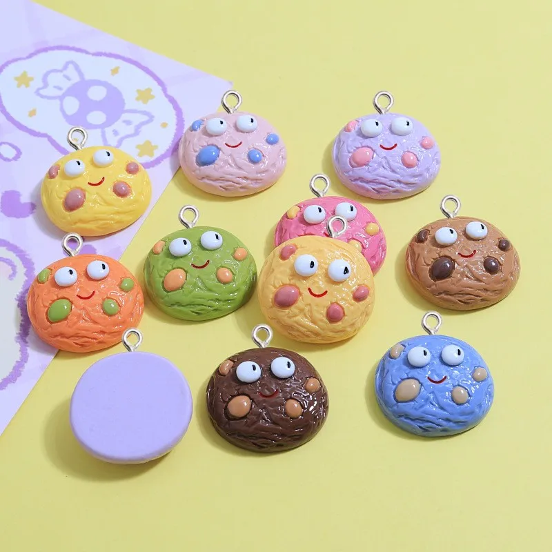 10Pcs Funny Cartoon Eye Chocolate Biscuit Resin Charms DIY Jewelry Crafts Decorate Accessories Kawaii Earrings Necklace Pendants