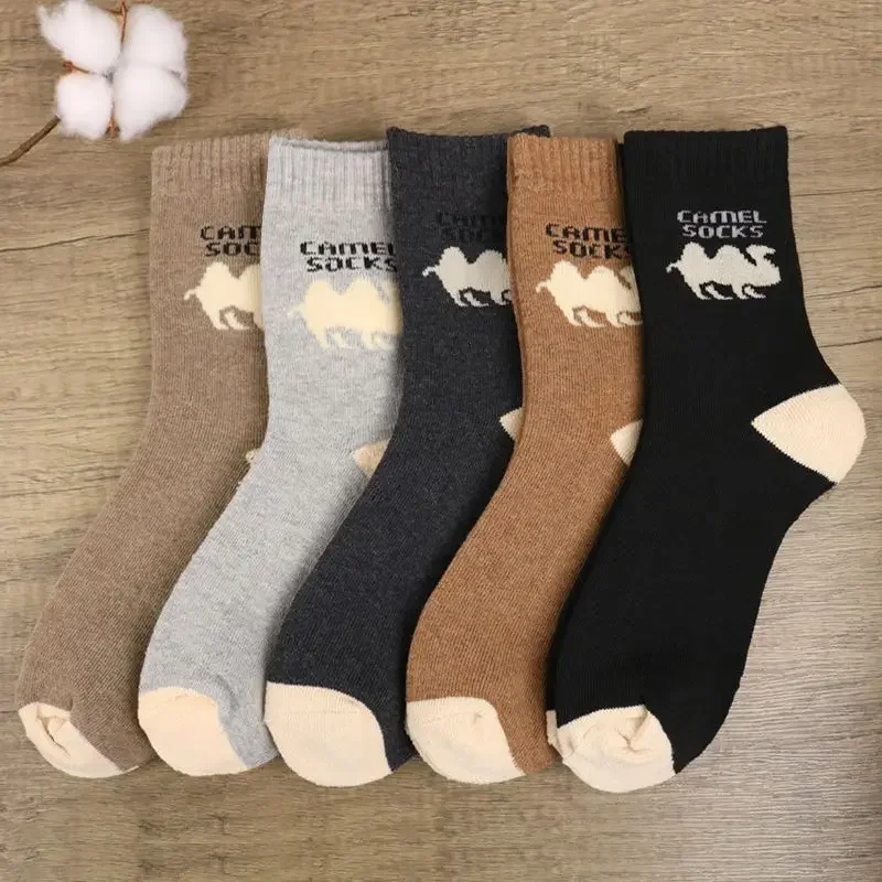 5 أزواج من الجوارب الرجالية جورب الشتاء سميكة الصوف تيري عادية مريحة Calcetines الدفء الجوارب الطويلة للذكور جودة عالية