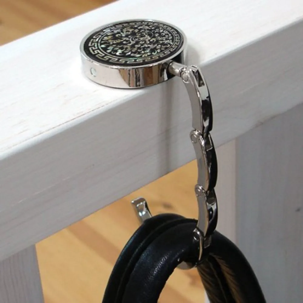 Travel Portable Diamond Butterfly Pattern Table Hanger Desk Hooks Folding Purse Hook Bag Holder Handbag Hanger Travel