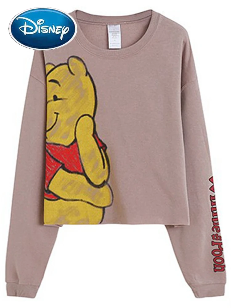 

Disney Sweatshirt Sweet Winnie the Pooh Bear Letter Cartoon Print Fashion Women O-Neck Pullover Long Sleeve Jumper Tops Female