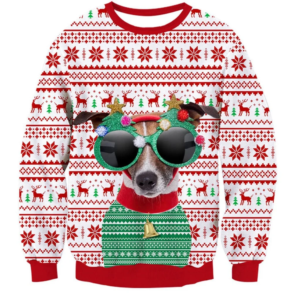 Pull de Noël pour animaux de compagnie pour femmes et garçons, chemise de protection pour chat et chien, pull 3D, vêtements à la mode, graphiques d'animaux de chèvre, cadeau de Noël