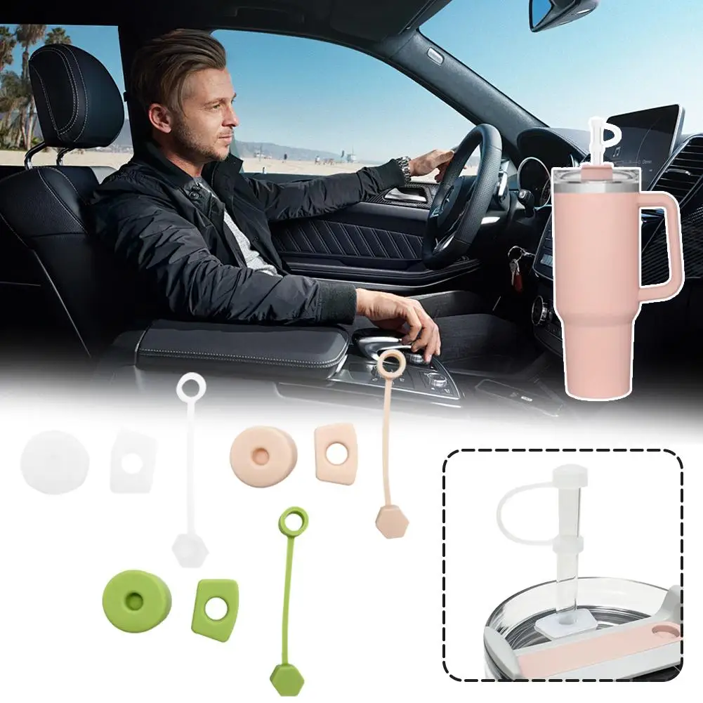 Universal Silicone Anti Overflow Plug Car Ice Bully Cup Cover Cup Silicone Straw Leakproof Cap Spill-proof Plug Cover Q8Y3