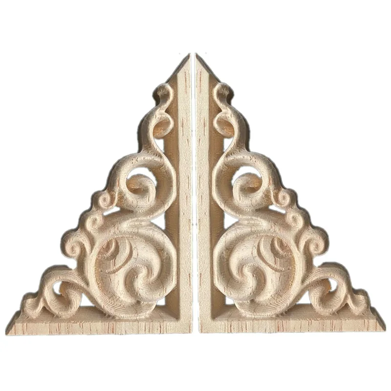 2 pezzi Applique in legno di legno decorativo pezzo di fiore antico Pass sfondo parete armadio accessori per la decorazione della casa