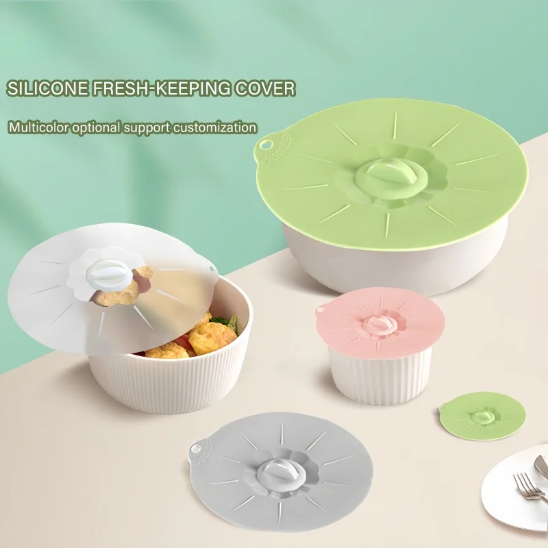 

5pcs Kitchen Storage Fresh-keeping Lids Microwave Oven Fridge Silica Gel Sealed Fresh keeping Cover Reusable Use Kitchen Tools