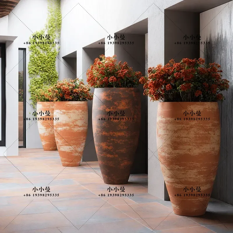 Outdoor Fiberglass Flower Pot Resin Planter for Green Plants Mall Scenic Spot Engineering Landscape Decoration Wholesale