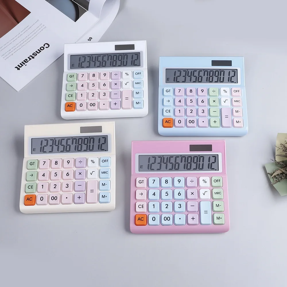 12-Digit Solar Calculator with Dual Power Supply Electronic Financial Accounting Tools for Home Office School