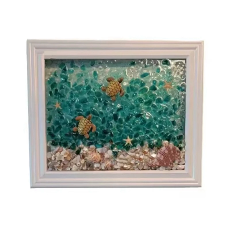 Ocean Theme Sea Glass Art Kit For Adults Photo Frame Easy Operation DIY Mosaic Arts And Craft Kits Handmade