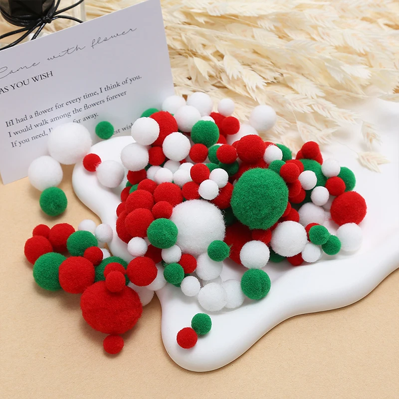 Flauschige weiche Bommelkugel, Weihnachtsfarben-Serie, Haarball, handgefertigt, Nähen, Basteln, DIY, Kinderspielzeug, Weihnachtsdekorationsmaterialien