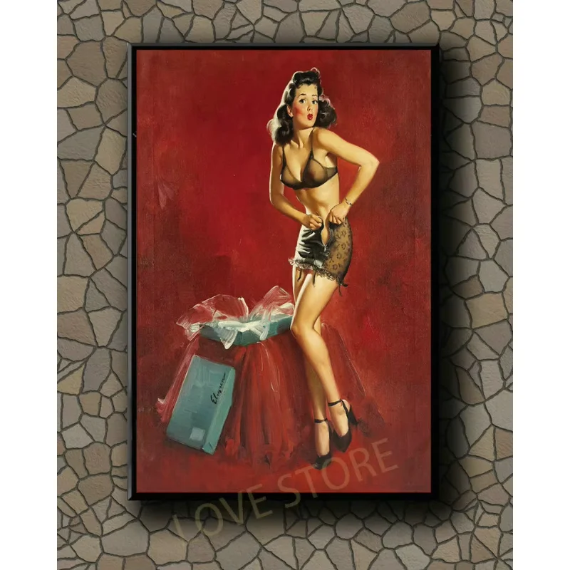 P344 Vintage Beautiful Pin-up Girl Classic Picture 474 Silk Fabric Poster Art Decor Indoor Painting Gift