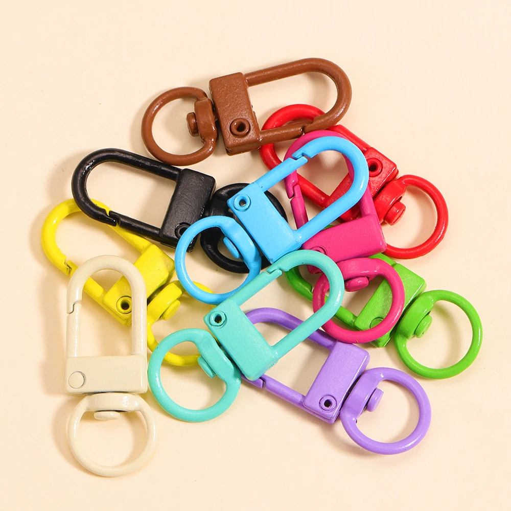 10Pcs Colorful Metal Alloy Rotating Buckle Keychain Accessories Diy Jewelry Making Keychain Connector Hooks Bags Holder Supplies