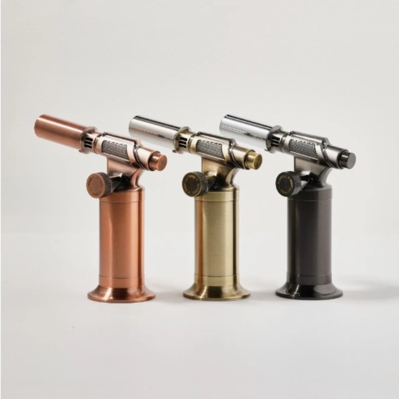 

New High-end Powerful Inflatable Lighter Outdoor Windproof Metal Flamethrower BBQ Moxibustion Cigar Tool High-end Men's Gift