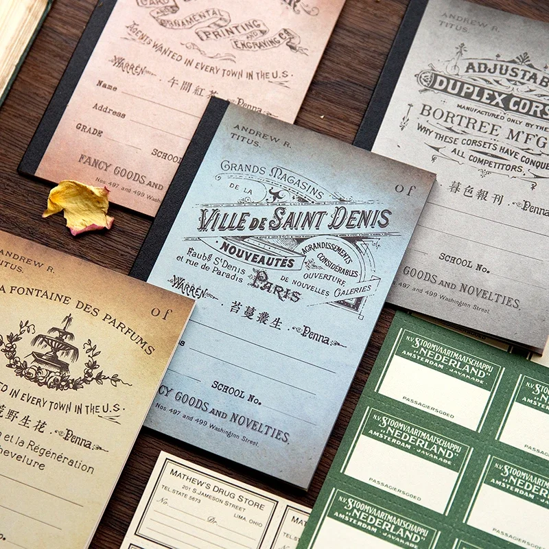 16Sheets Material book western notes Pads retro priming handbook collage message Background Supplies Scrapbooking 175*125MM