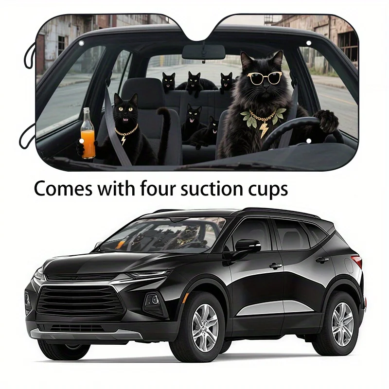

1pc Humorous And Fun Animal Car Sun Visor With 2 Sizes To Choose From, Made Of Polyester Material, Suitable For All Vehicle Fron