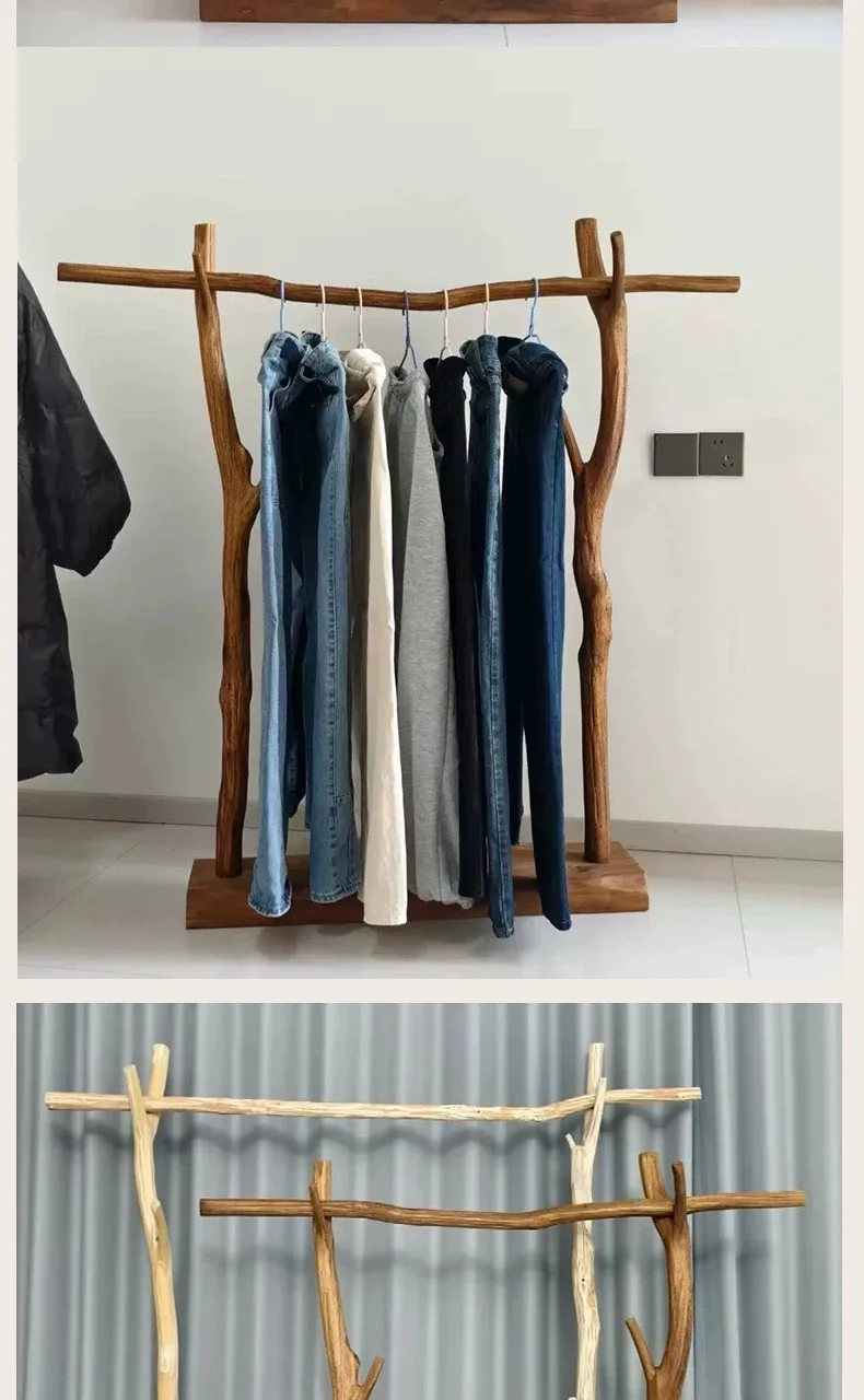 Wood Boutique Clothes Racks Drying Display Stylish Japandi Design Clothes Rack Hotel Modern Colgadores De Ropa Room Furniture