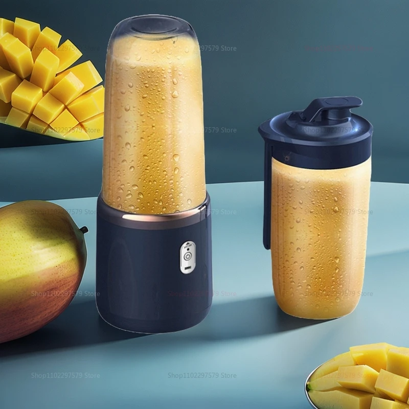 Portable Dual Cup Fruit Juicer Blender USB Rechargeable Wireless Compact Ice Blender Mini Juice Extractor for Home and Travel