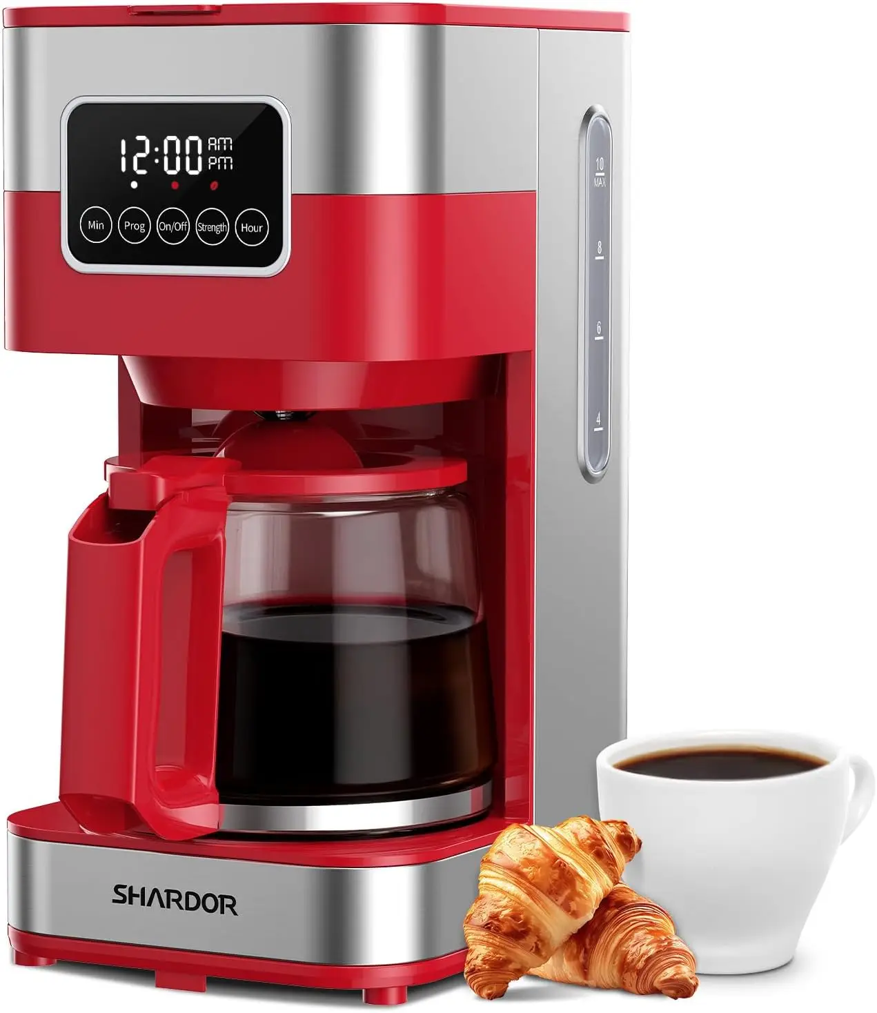

10-Cup Programmable Coffee Maker, Regular & Strong Brew Drip Coffee Machine for Home and Office, Auto Shut Off, Permanent Fil