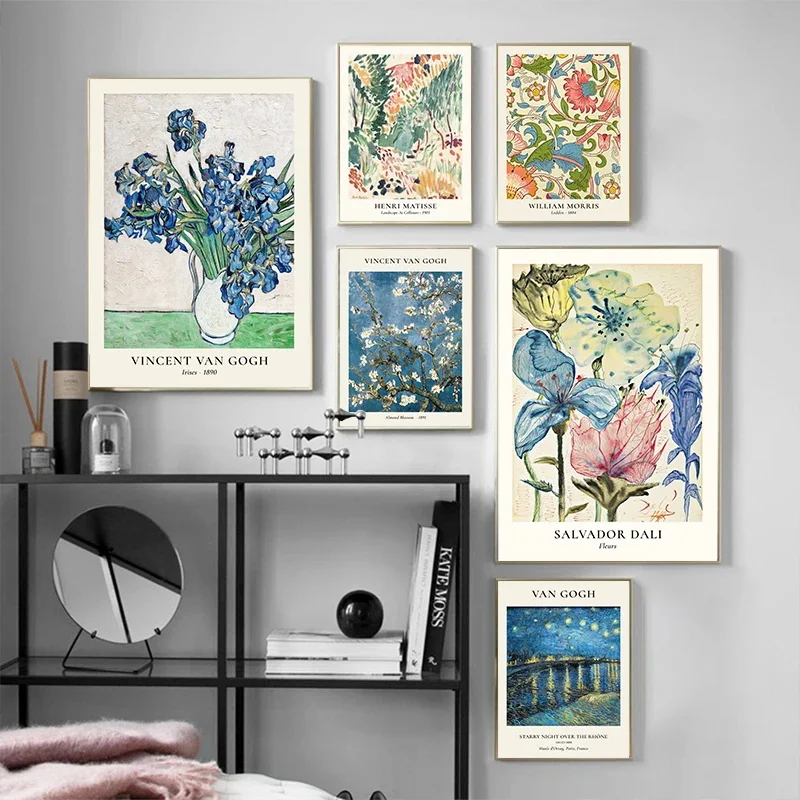 Van Gogh Star Vase Series Poster Wall Art Matisse Vintage Flower Canvas Painting Flower Market Art Living Room Home Decorative