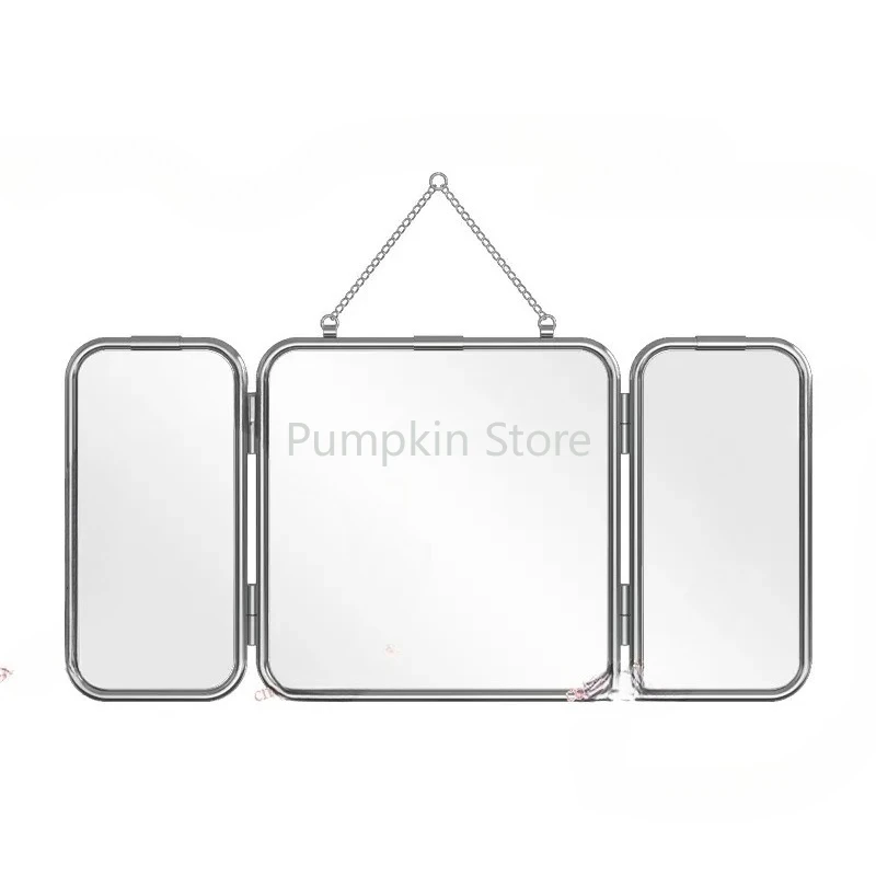 

Square Modern Minimalist Metal Trifold Mirror, Stainless Steel Wall Mounted Mirror, Bathroom Dressing Table, Homestay High-defin