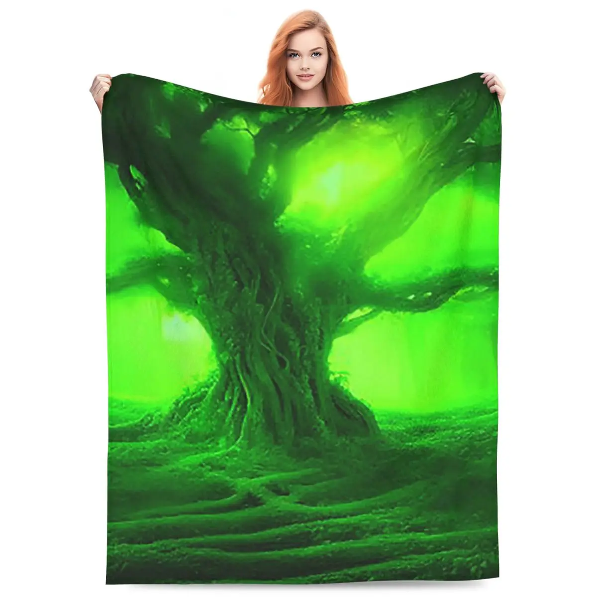 Magic Green Tree Blankets Flannel Sofa Throw Blanket Warm for Couch Bedding Travel Throws Bedspread Quilt