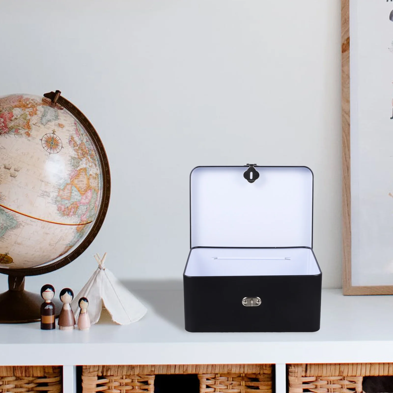 

Vintage Storage Box Tinplate Boxes Metal Container with Lid Desktop Case Travel