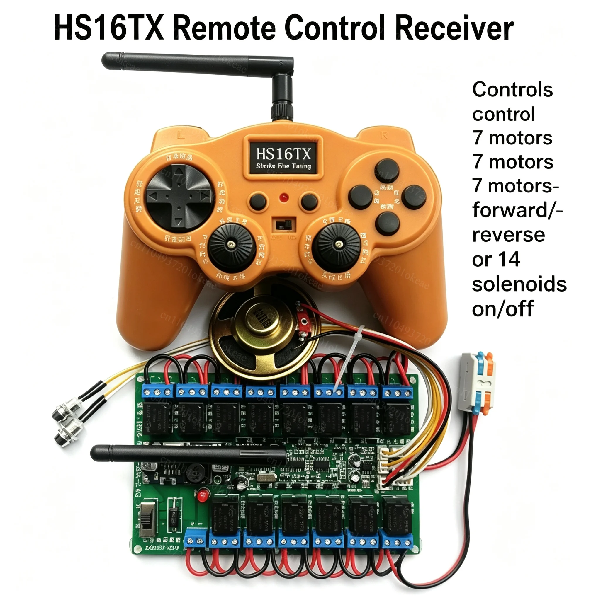16CH 2.4G Wireless Remote Control Kit, 12V 20A Receiver Board for RC Excavator, Robot and DIY Vehicle Projects
