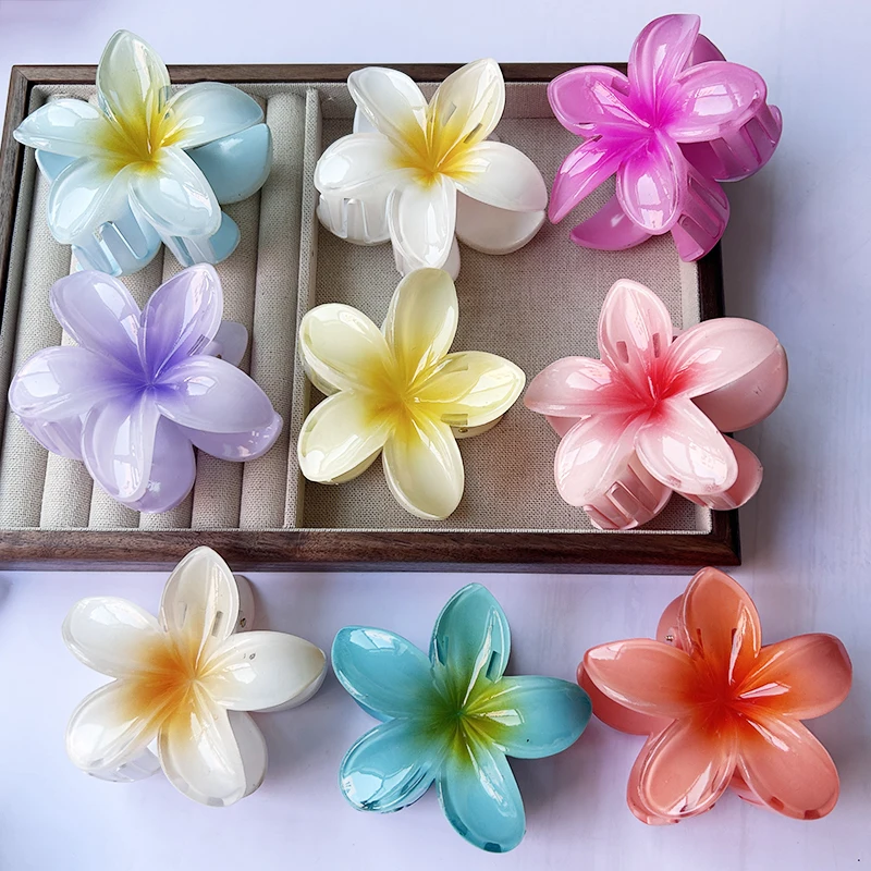 2PCS Fashion Women Flower Hair Clip Set Vacation Bohemia Egg Flower Hair Claw Clamp Barrette Girls Hairpin Hair Accessories Gift
