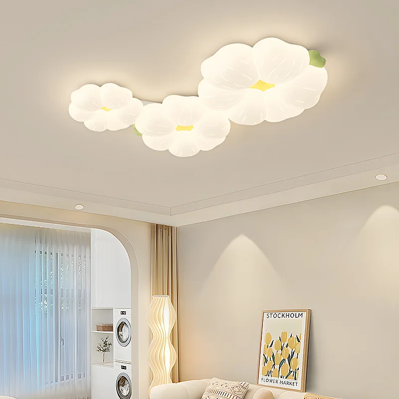 Modern LED Living Room Ceiling Lights Flower Light Romantic Warm Nursery Children's Room Boy Girl Bedroom Hall Ceiling Lamps