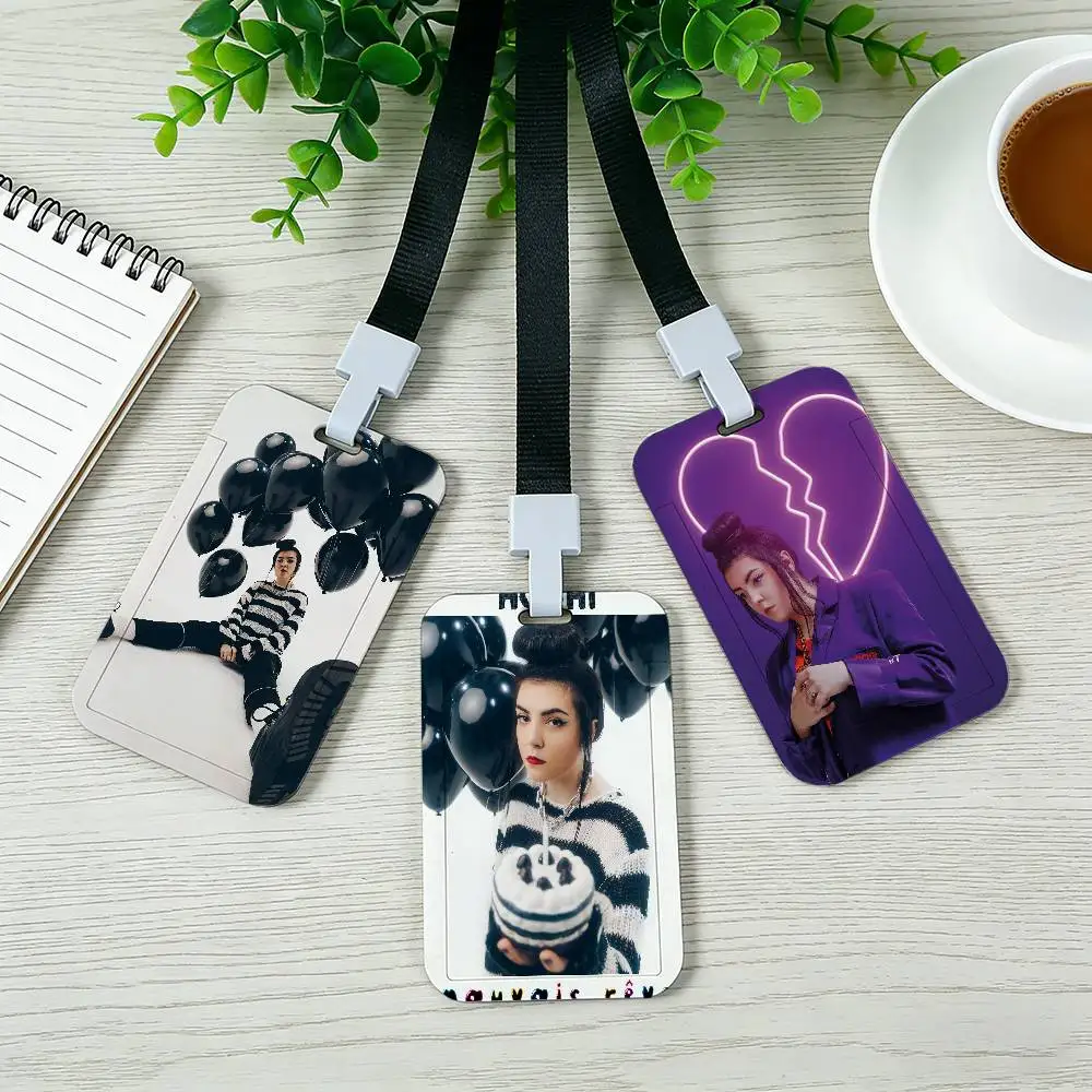 French Singer H-HoShi Pocket Credit ID Card Badge Tag Bus Card Holder Pass Case With Neck Strap Lanyard