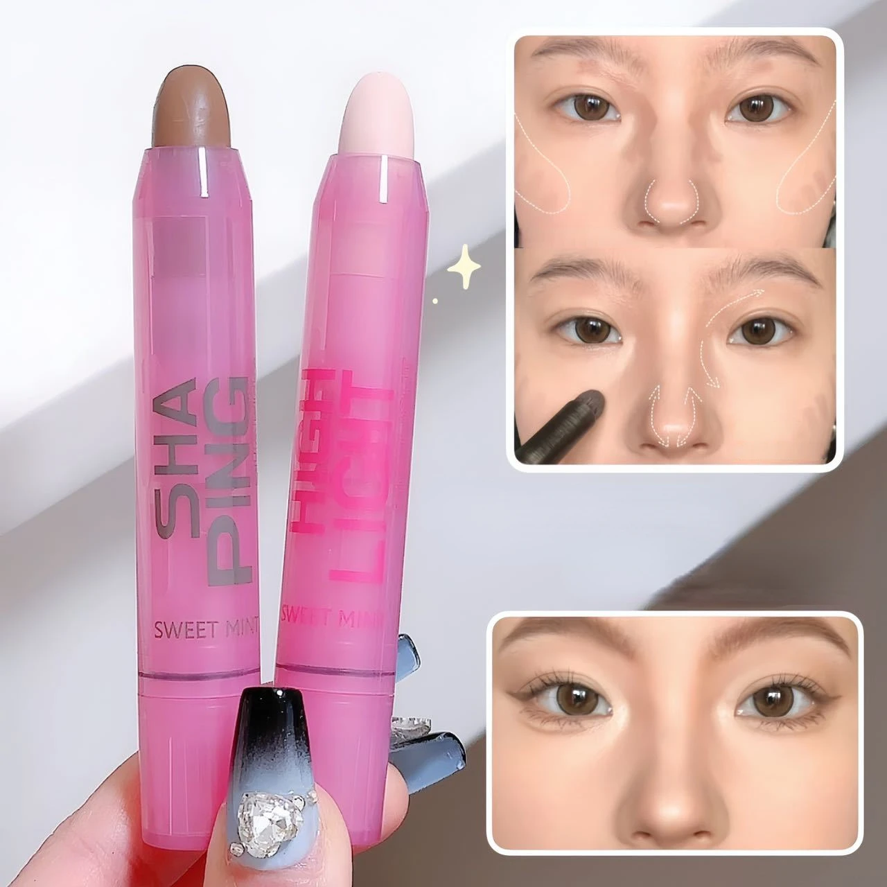 Cream Face Contouring Stick Grey Brown Matte Nose Shadow Porcelain White Contouring Pen Brighten Highlighter Face Bronzer Makeup