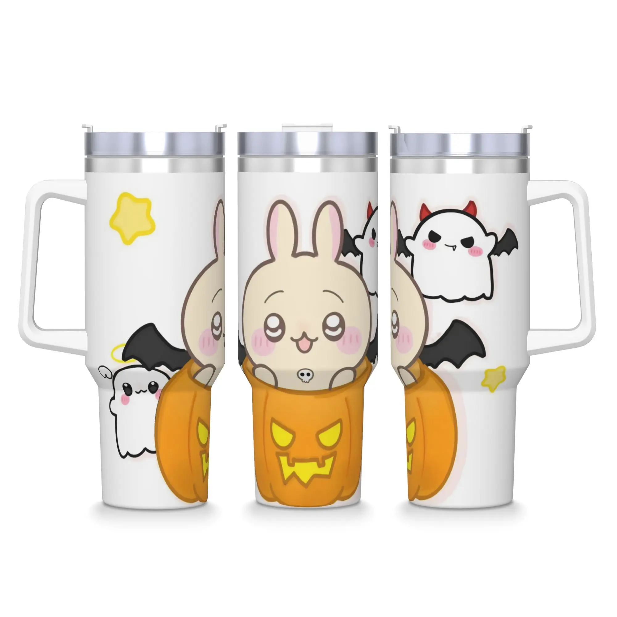 Stainless Steel Tumbler Chiikawas Halloween Kawaii Ghost Thermal Mug  Heat Preservation Hot Drinks Mugs Cup Camping Water Bottle