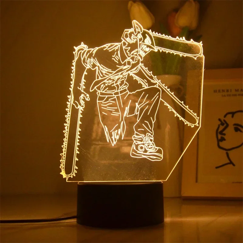 3D Led Night Lamp Anime Chainsaw Man Aki Hayakawa for Bedroom Decor Kids Birthday Gift Student Manga Toys