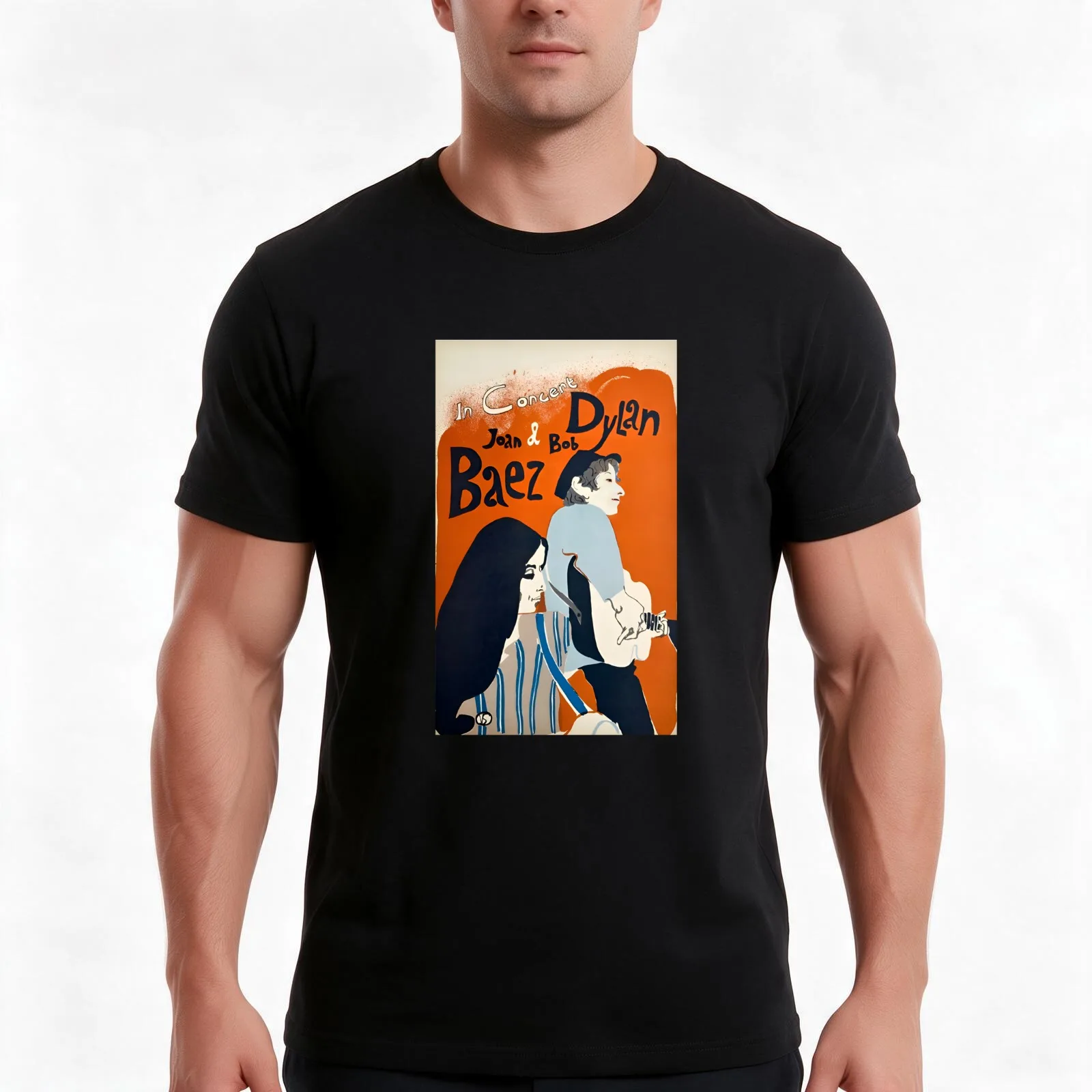 Bob Dylan and Joan Baez 1965 Eric Von Schmidt T-Shirt Summer Casual Cotton Tee Oversized Streetwear Tops Unisex Men Women