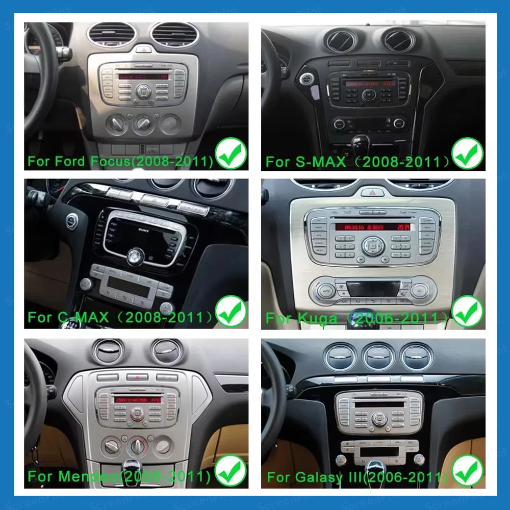 Android 16 For Ford Focus Mk2 S-Max Mondeo Galaxy C-Max Kuga 2008-2011 Car Multimedia Video Player 2 Din Auto Radio RDS GPS WIFI