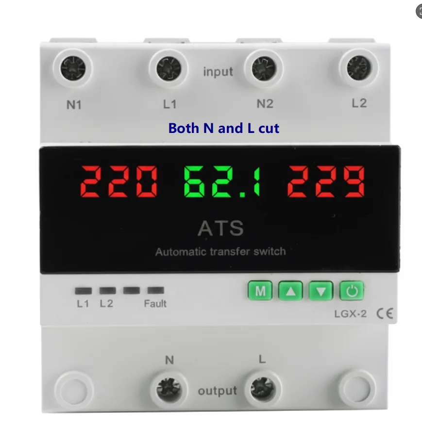 Direct Factory 230Vac Single Phase Dual-Power PC Automatic Transfer Switch ATS 4P 63A N/L Cut 10kA Breaking Capacity for Iraq