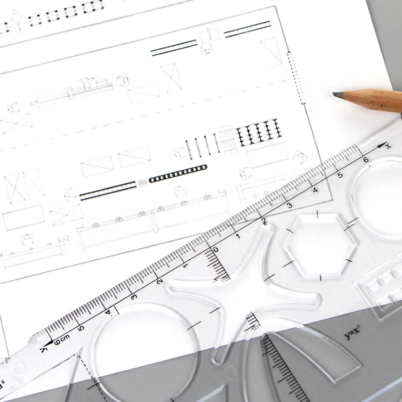 Multifunctional Geometric Ruler with Protractor Students Geometry Math Drawing Tool Universal Ruler School Office Supplies