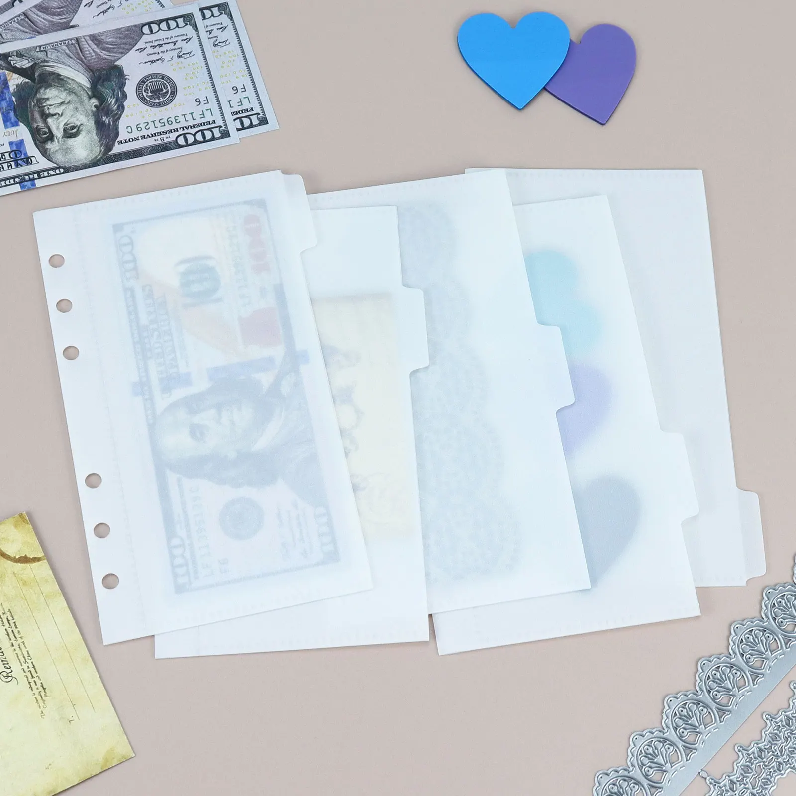 

Translucent A6 divider cash envelopes plastic with tabs for budgeting binder money organizer