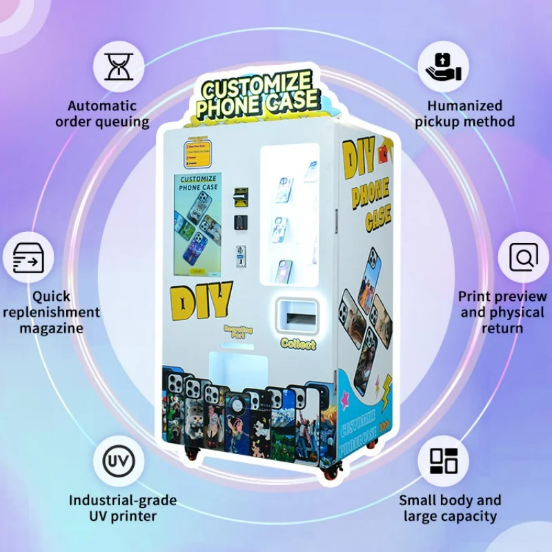 Steel personalized phone case vending machines with SDK automatic printing can earn extra income in as fast as 3 minutes