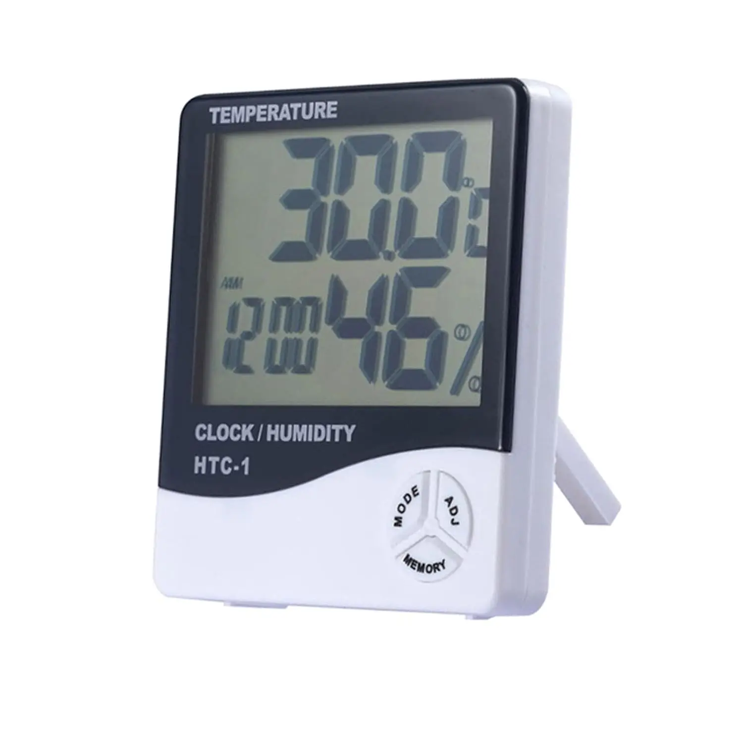 Cyfrowy miernik temperatury i wilgotności LCD HTC-1 Domowy higrometr zewnętrzny Termometr Stacja pogodowa z zegarem