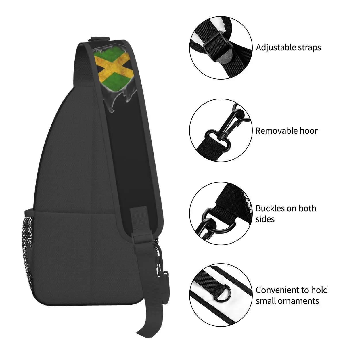 علم جامايكا فخور حقيبة الصدر الجامايكية الرجال حبال Crossbody على ظهره حقيبة الصدر السفر المشي لمسافات طويلة Daypack حقيبة الكتف