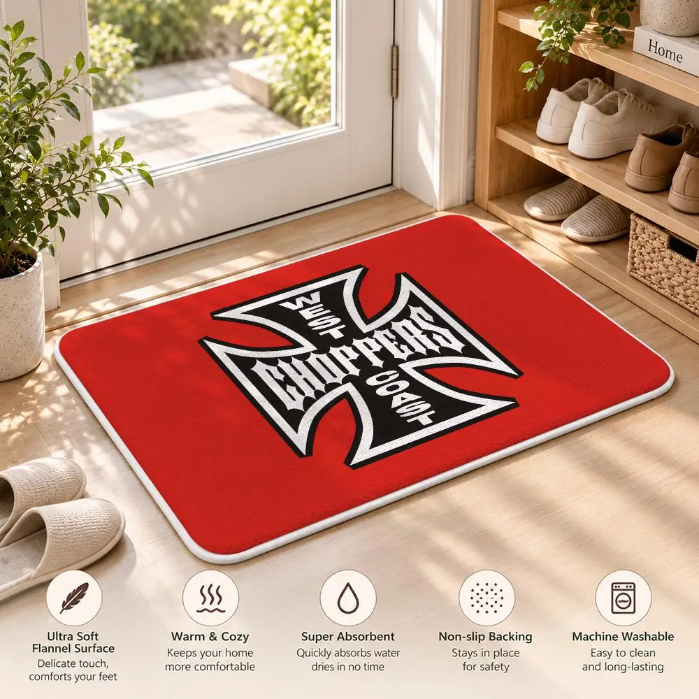 W-West Coast Choppers WCC Logo Floor Mat Flannel Rug Soft Non Slip Door Mat For Bathroom Bedroom Kitchen Living Room Home Decor