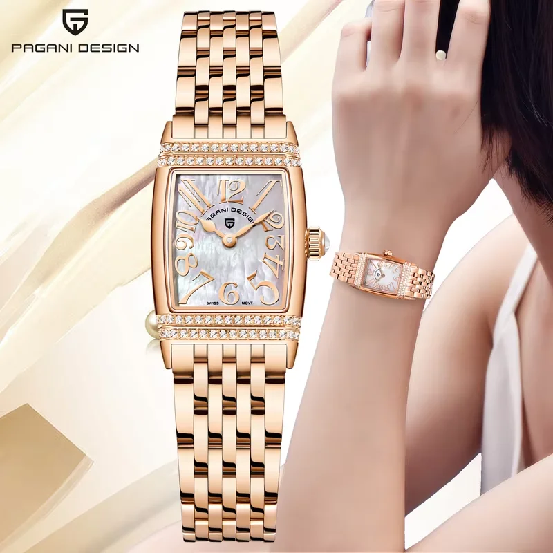 PAGANI DESIGN Women's Quartz Watch Luxury Fashion Sapphire Stainless Steel Waterproof Clock Bracelet Relogio Feminino PD1737