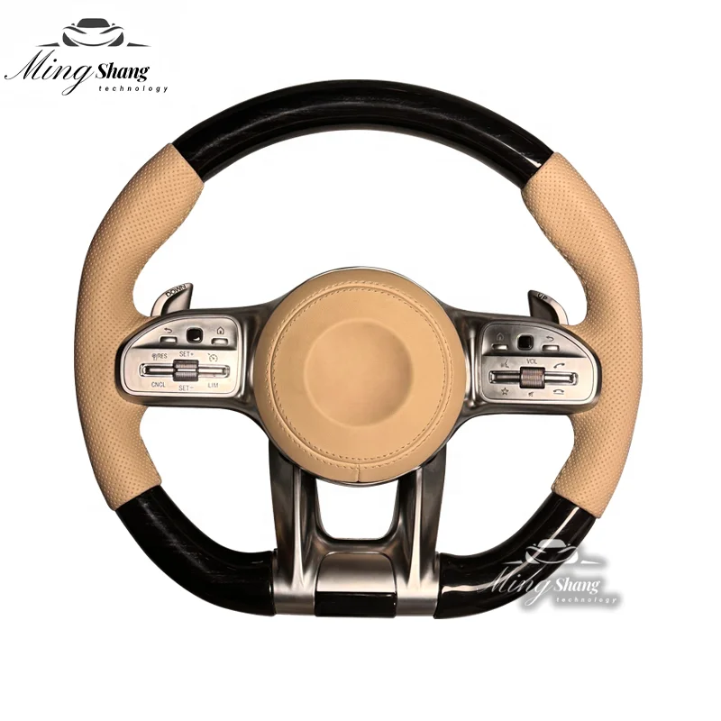 

Peach with Beige Leather Sports Steering Wheel Assembly for Mercedes-Benz 809AMG GLA GLC GLK GLE CLS SLC GL ML A/E/C/ S/G-class