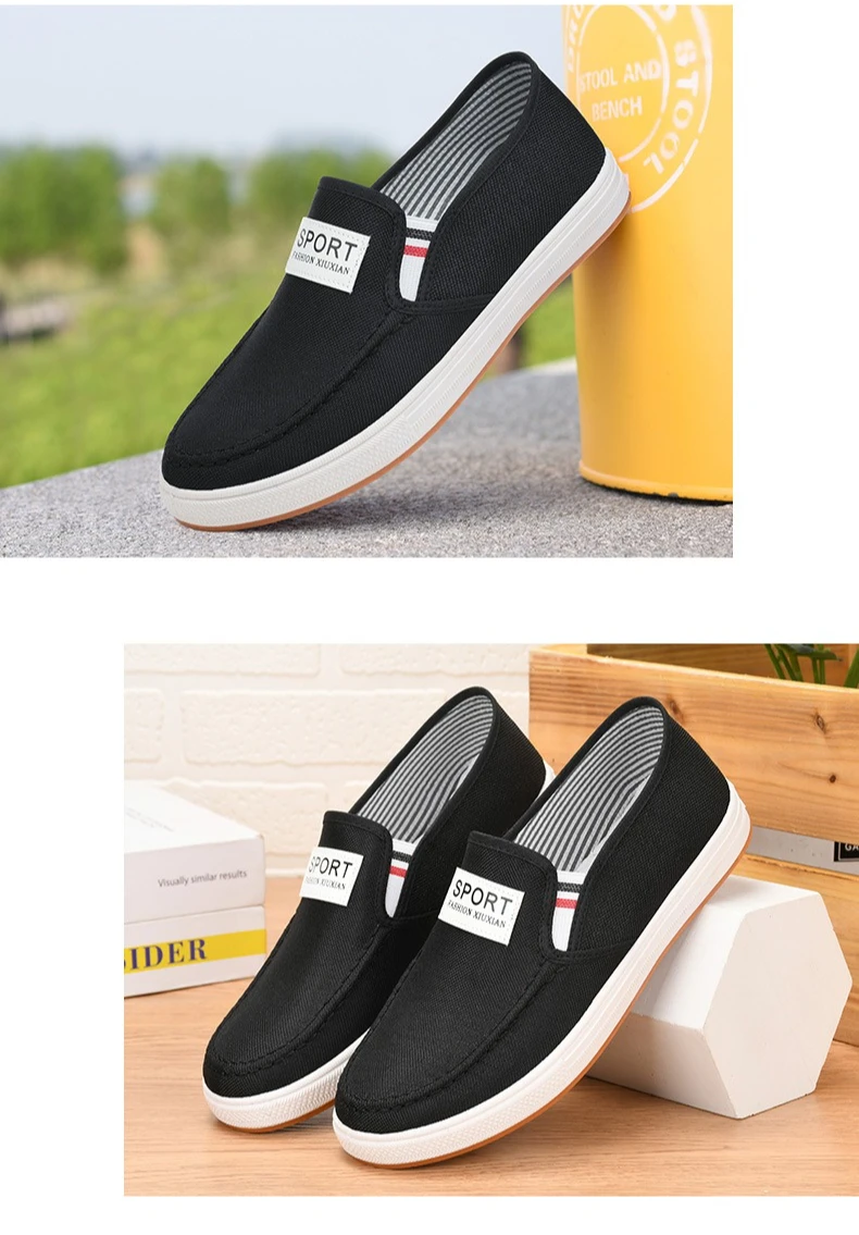 Herren-Slipper aus Canvas, atmungsaktives Obermaterial, leichte, rutschfeste Gummisohle, Sport-Label-Dekor, flache Freizeitschuhe für den täglichen Gebrauch. – Detail 18