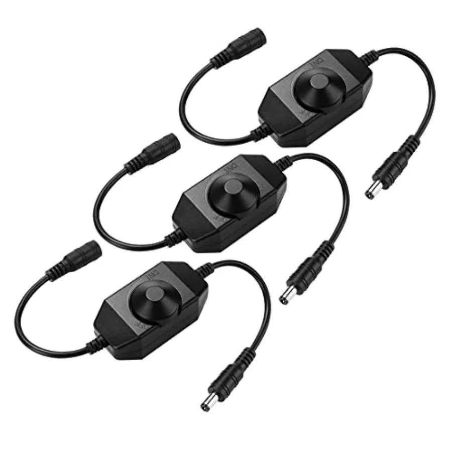 [3 Pack] LED Strip Light Dimmer, DC 12V-24V Dimmer Switch for Strip Lights 2835 3528 5050 5630 5730 3014, Single Color