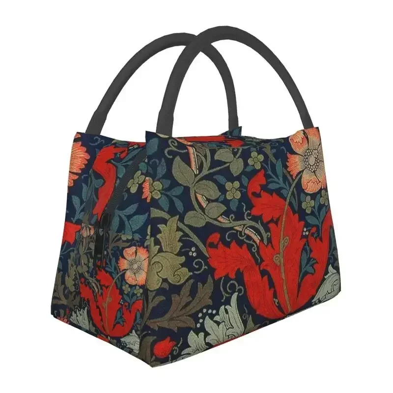 William Morris Compton Floral Art Nouveau Pattern Insulated Lunch Bag for Women Thermal Cooler Lunch Tote Beach Camping Travel